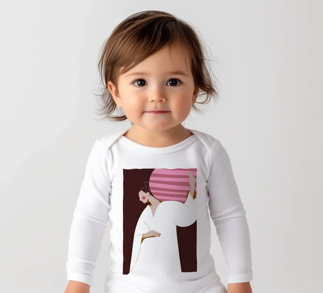 White Robe Pose long-sleeve baby romper by Emery Kate