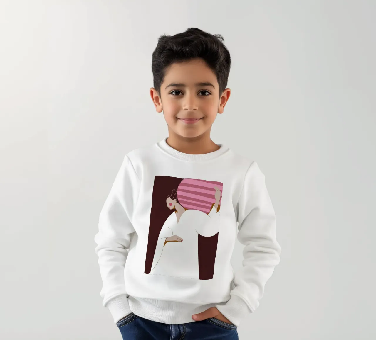 White Robe Pose kids sweatshirt by Emery Kate