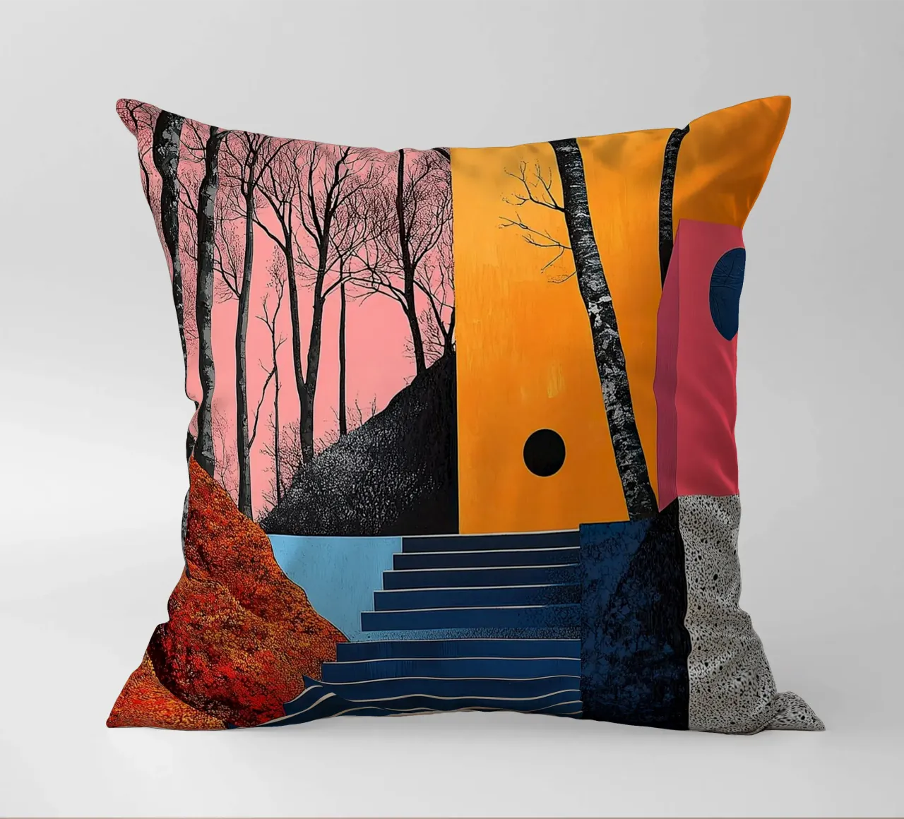 Surrealism Architecture Design Geometry decorative cushion by Nikis Art Studio