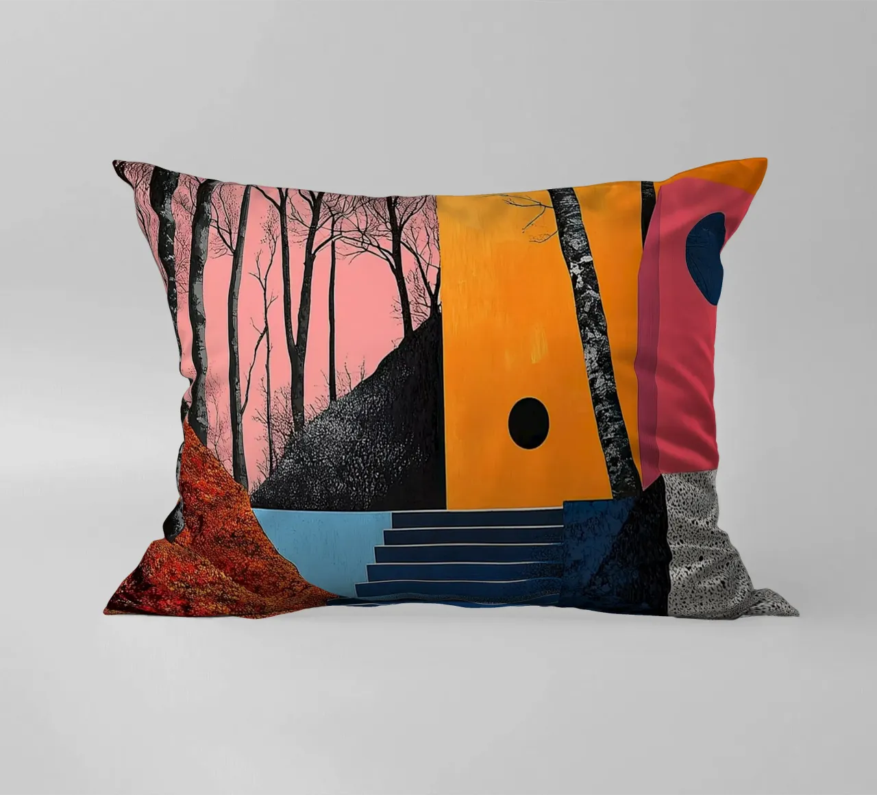 Surrealism Architecture Design Geometry decorative cushion by Nikis Art Studio