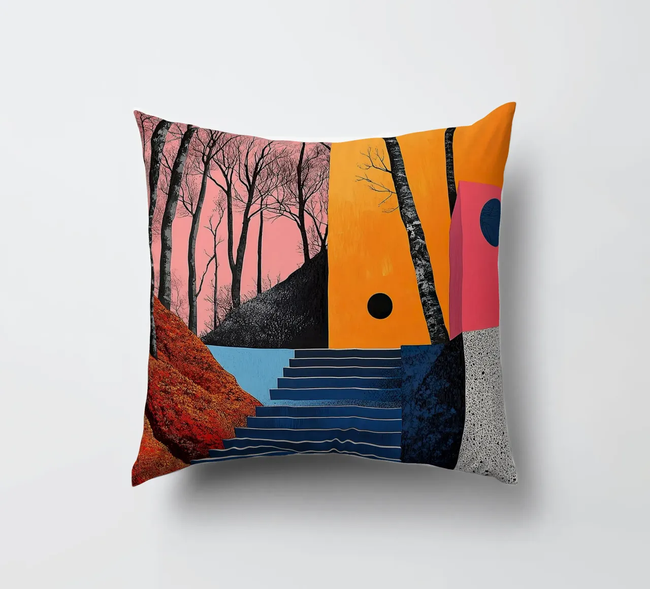 Surrealism Architecture Design Geometry decorative cushion by Nikis Art Studio