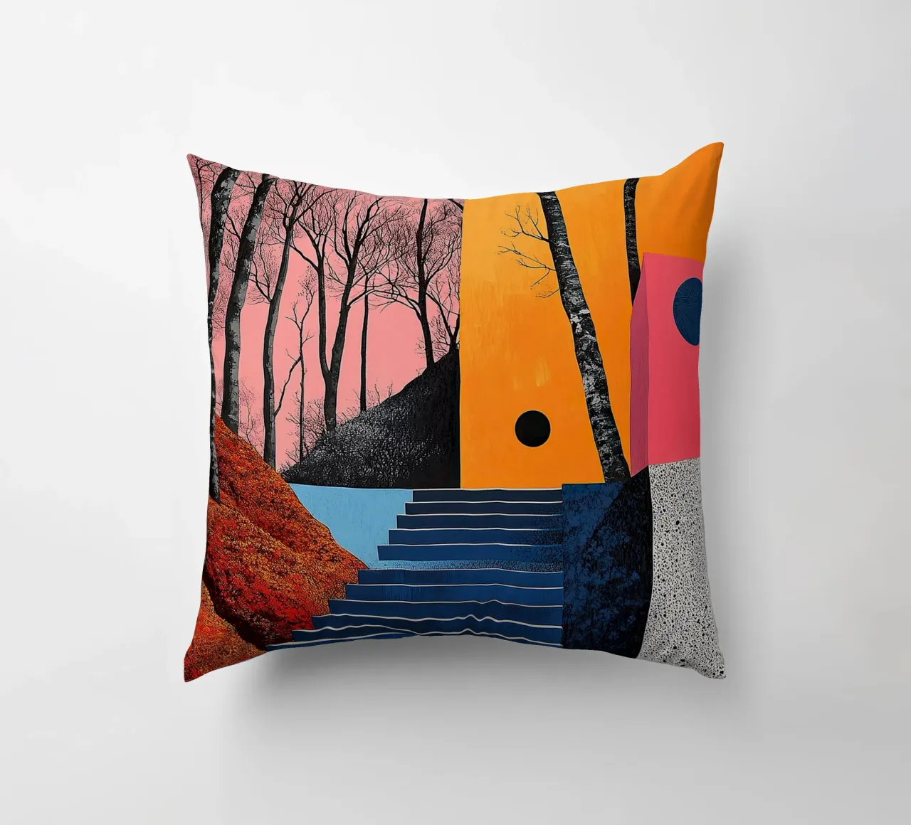 Surrealism Architecture Design Geometry decorative cushion by Nikis Art Studio