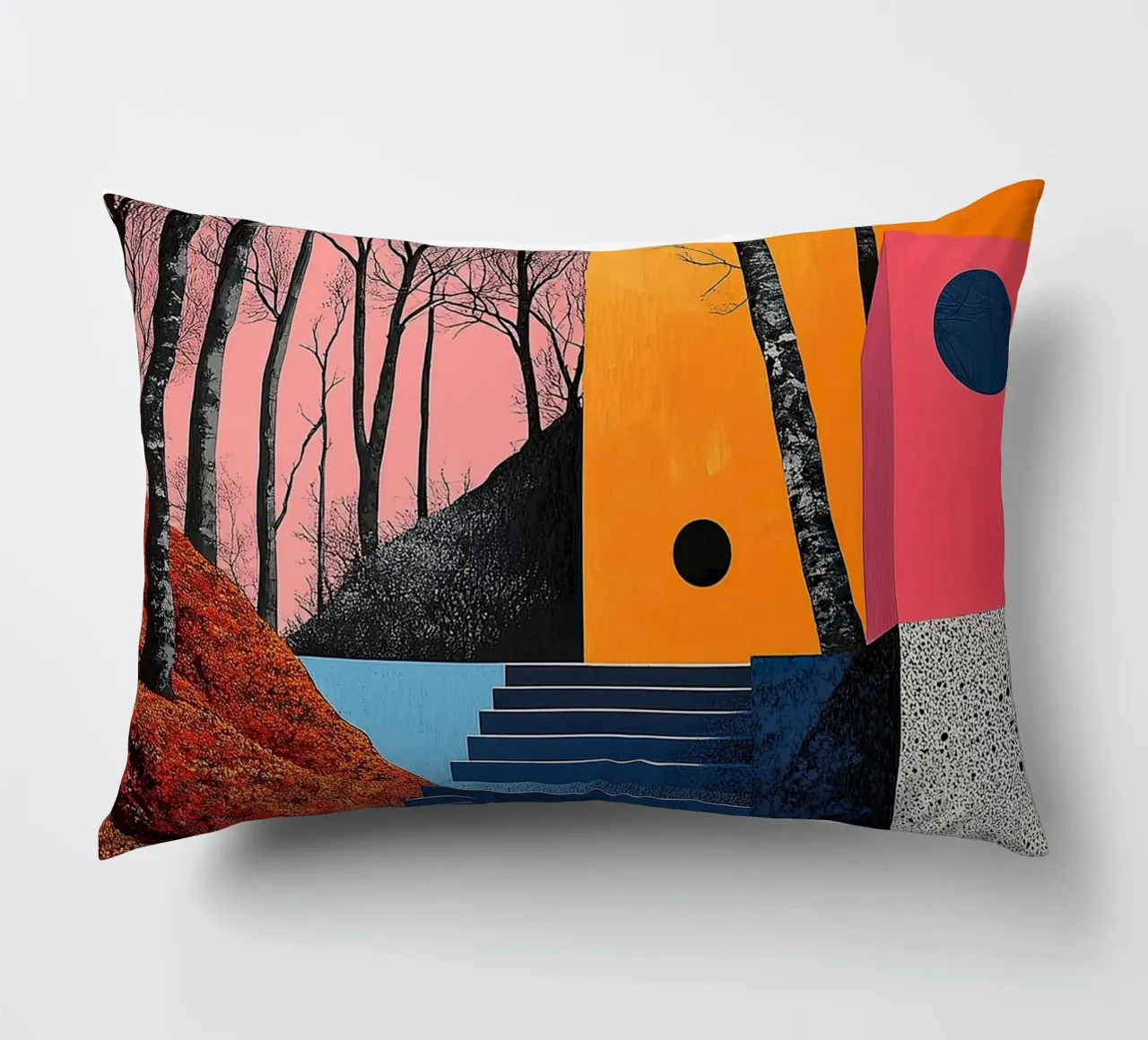 Surrealism Architecture Design Geometry decorative cushion by Nikis Art Studio