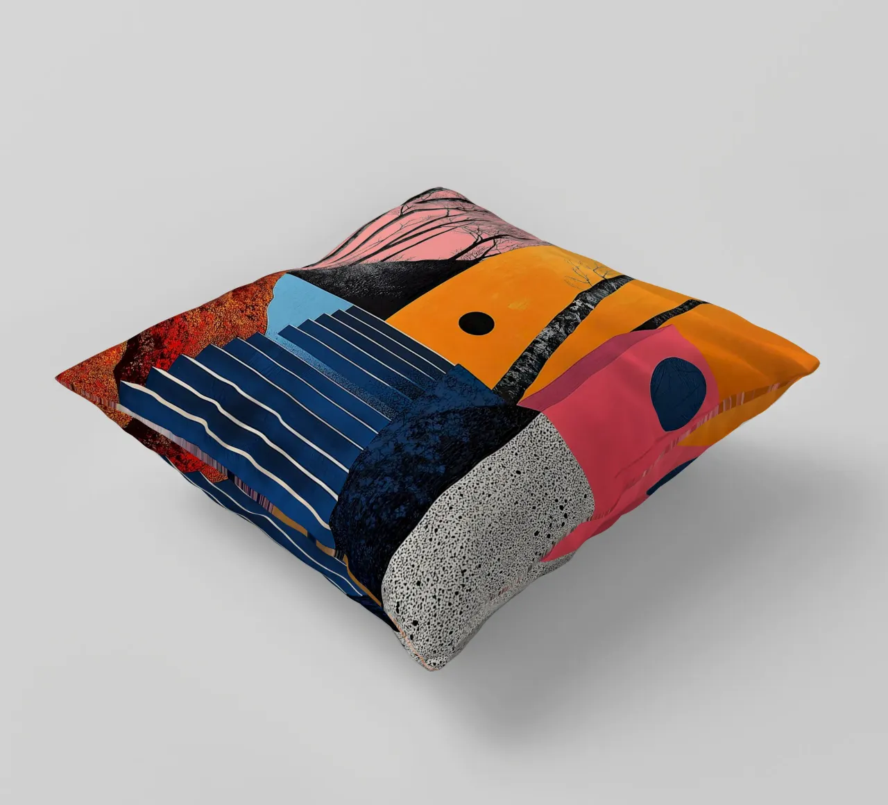 Surrealism Architecture Design Geometry decorative cushion by Nikis Art Studio