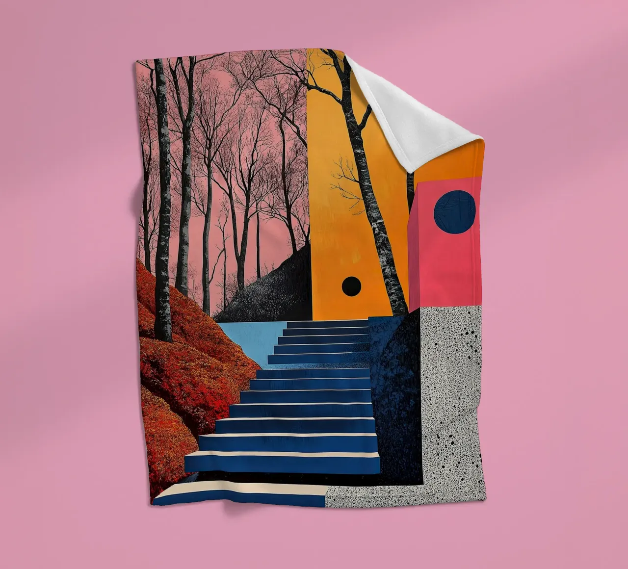 Surrealism Architecture Design Geometry fleece blanket by Nikis Art Studio
