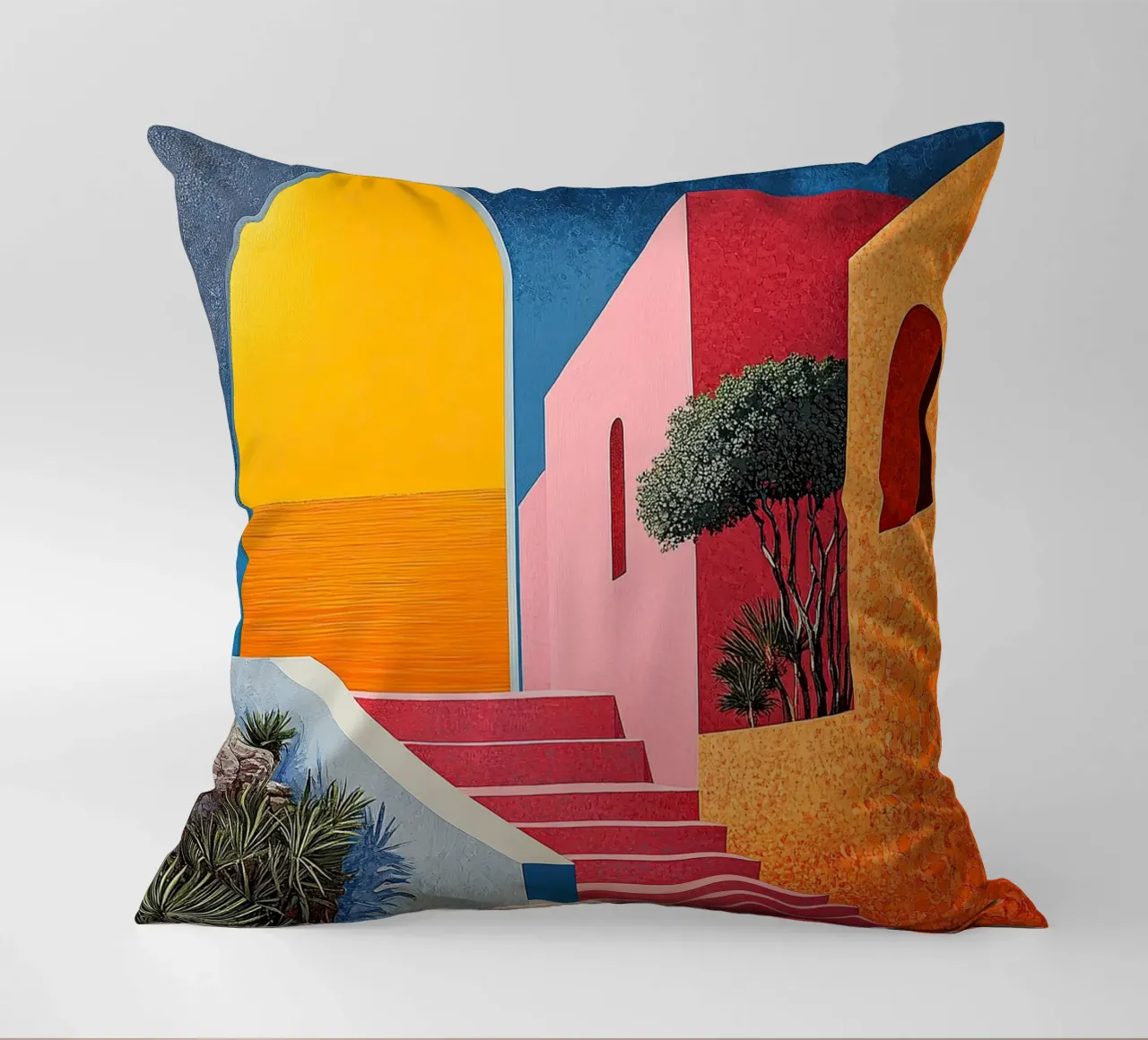 Surrealism Architecture Design Geometry decorative cushion by Nikis Art Studio