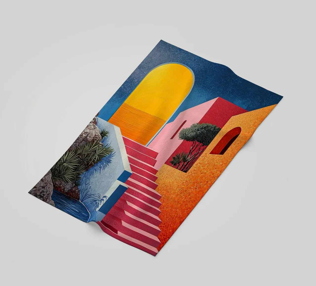 Surrealism Architecture Design Geometry beach towel by Nikis Art Studio
