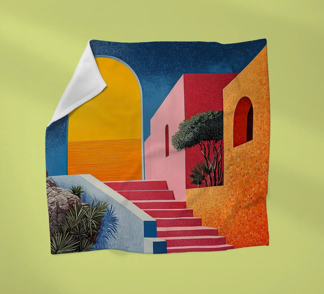 Surrealism Architecture Design Geometry fleece blanket by Nikis Art Studio
