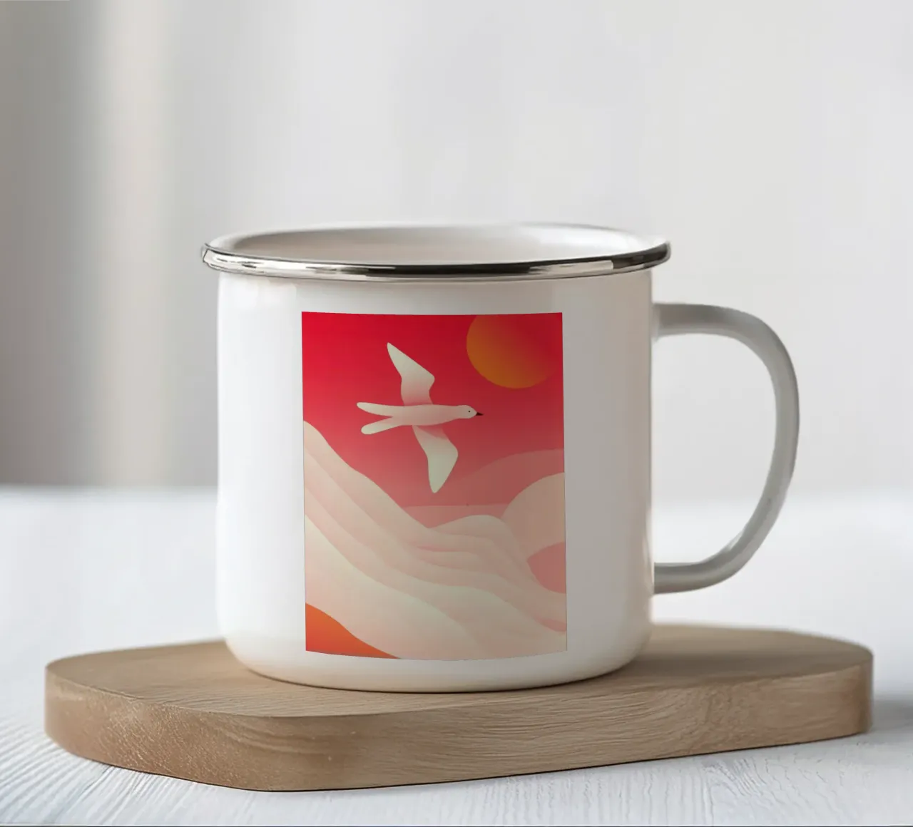Uccello nel cielo tazza in smalto da Emery Kate