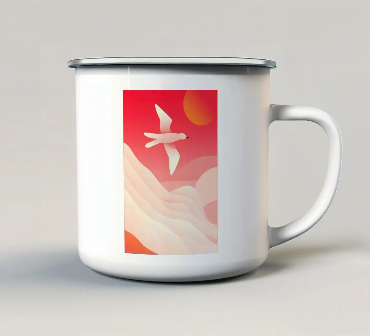 Uccello nel cielo tazza in smalto da Emery Kate