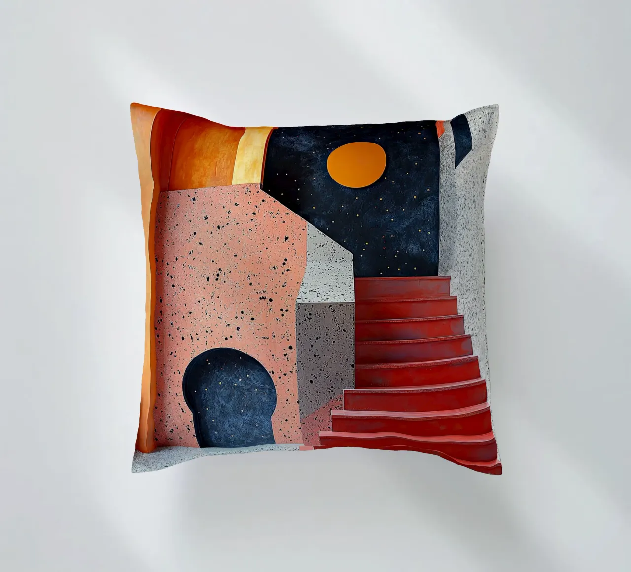 Surrealism Architecture Design Geometry decorative cushion by Nikis Art Studio