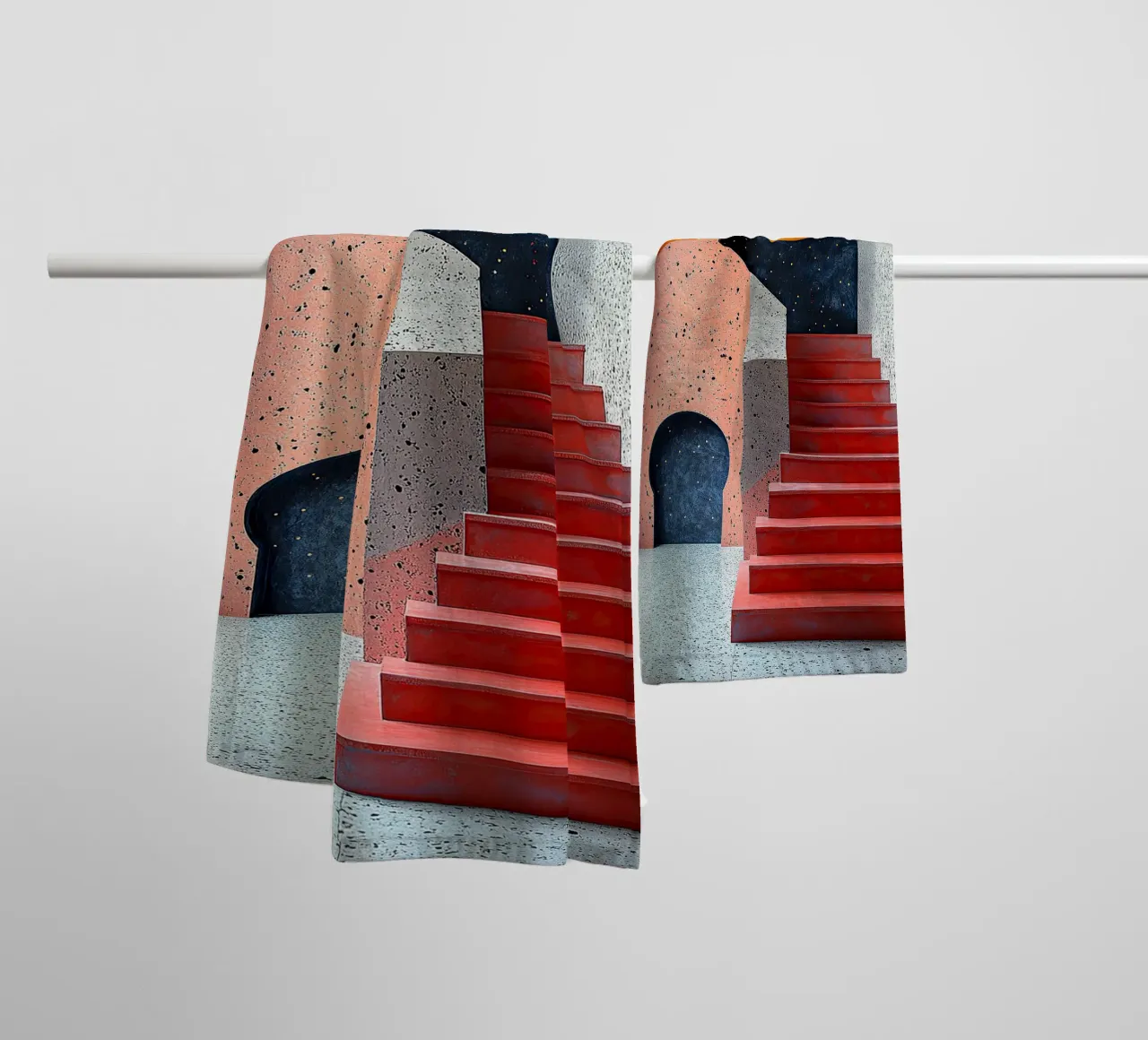 Surrealism Architecture Design Geometry towel by Nikis Art Studio