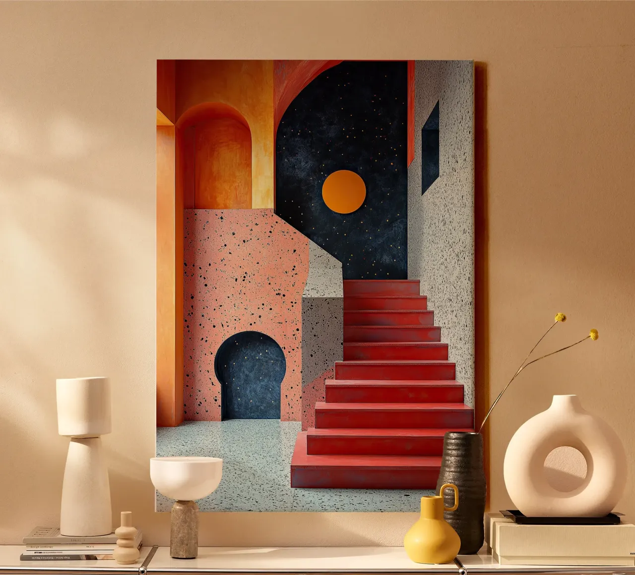 Surrealismus Architektur Design Geometrie Leinwand von Nikis Art Studio