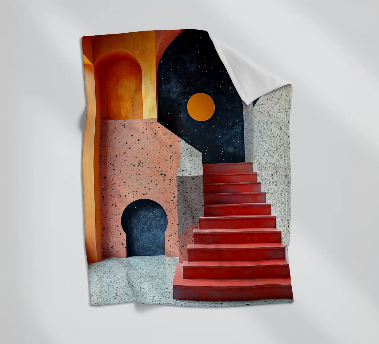 Surrealism Architecture Design Geometry fleece blanket by Nikis Art Studio