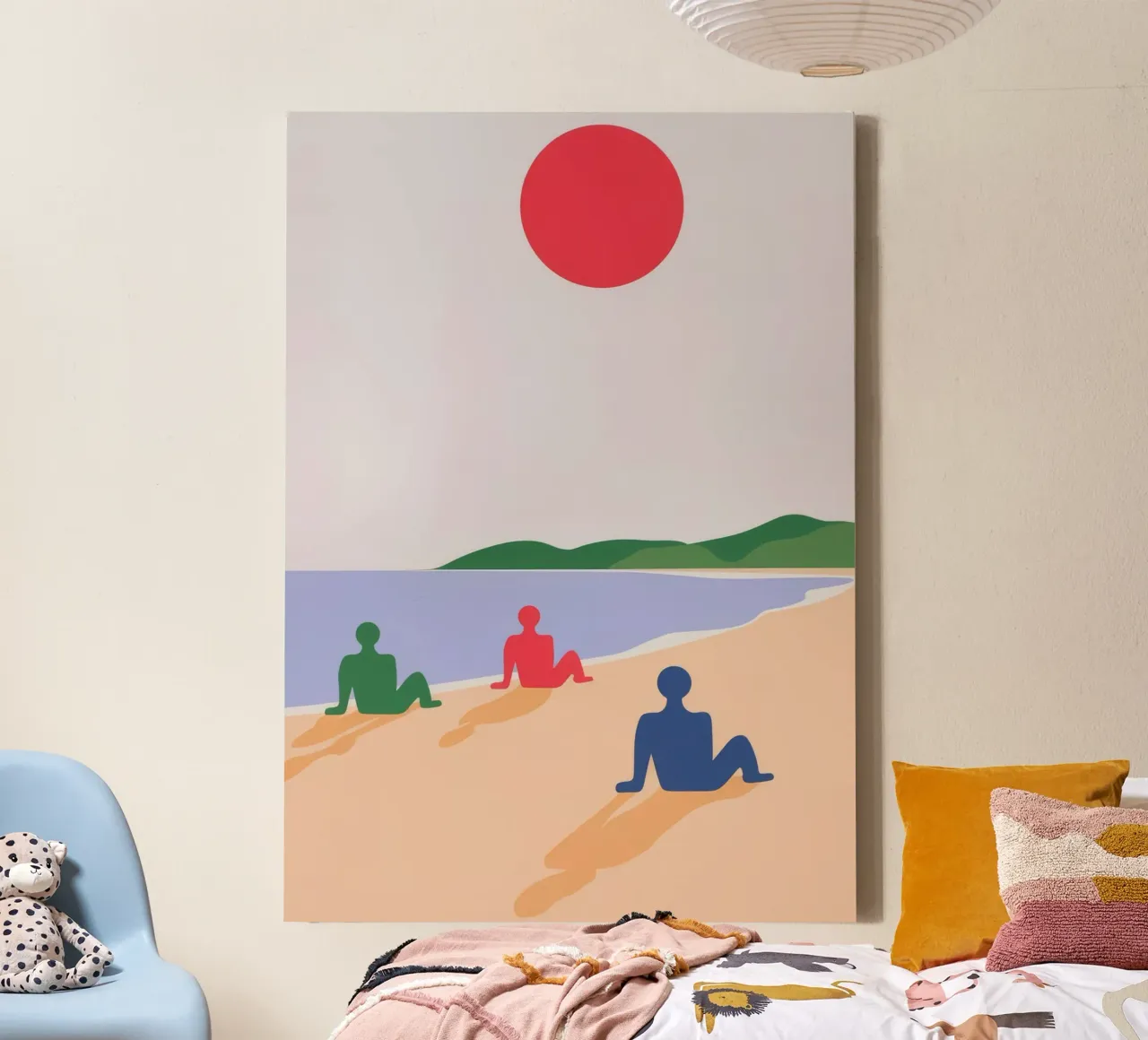 Bagnanti in spiaggia tela con Cornice a cassetta da Emery Kate