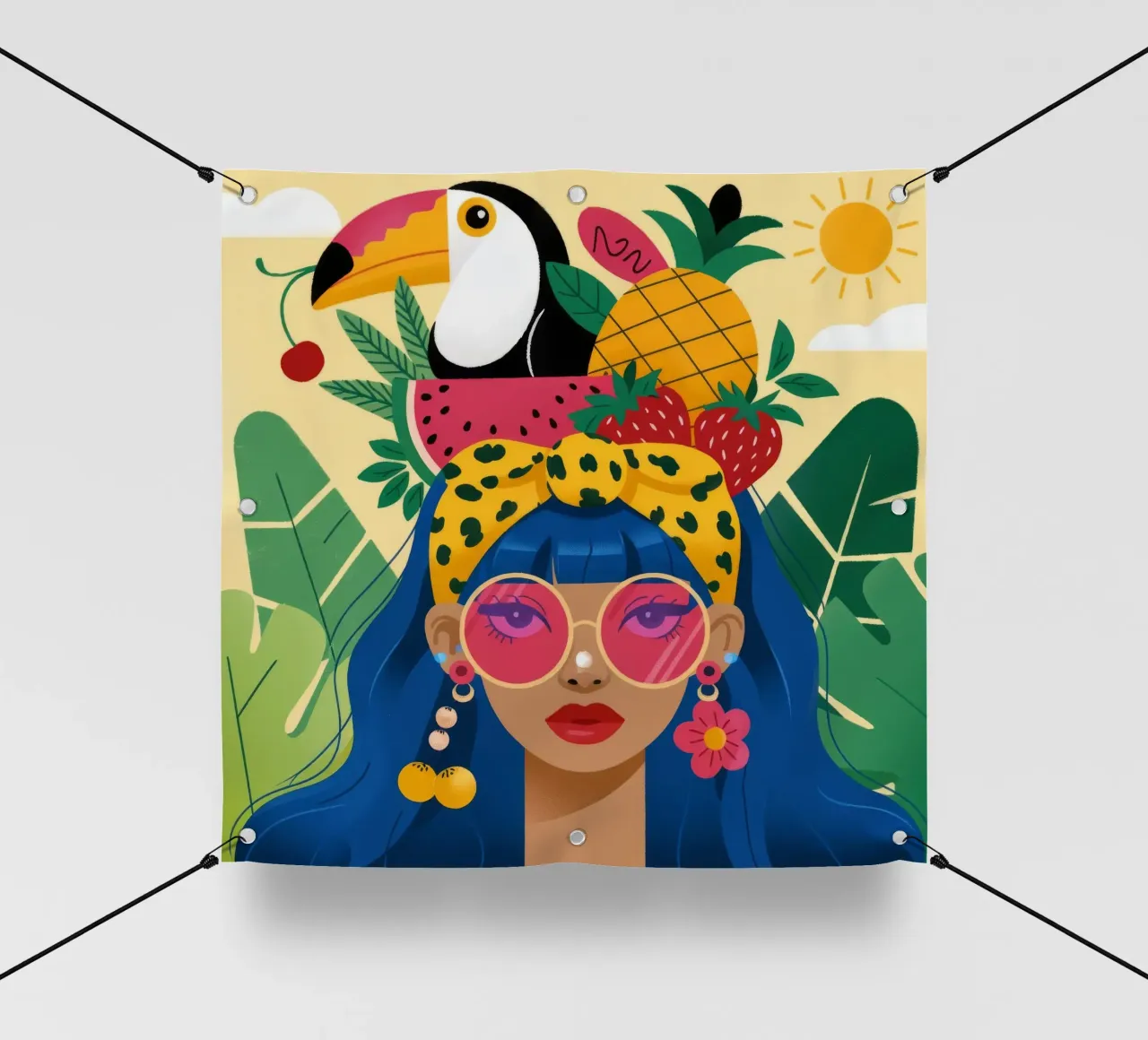 Cappello con frutta tropicale telo in pvc da Emery Kate