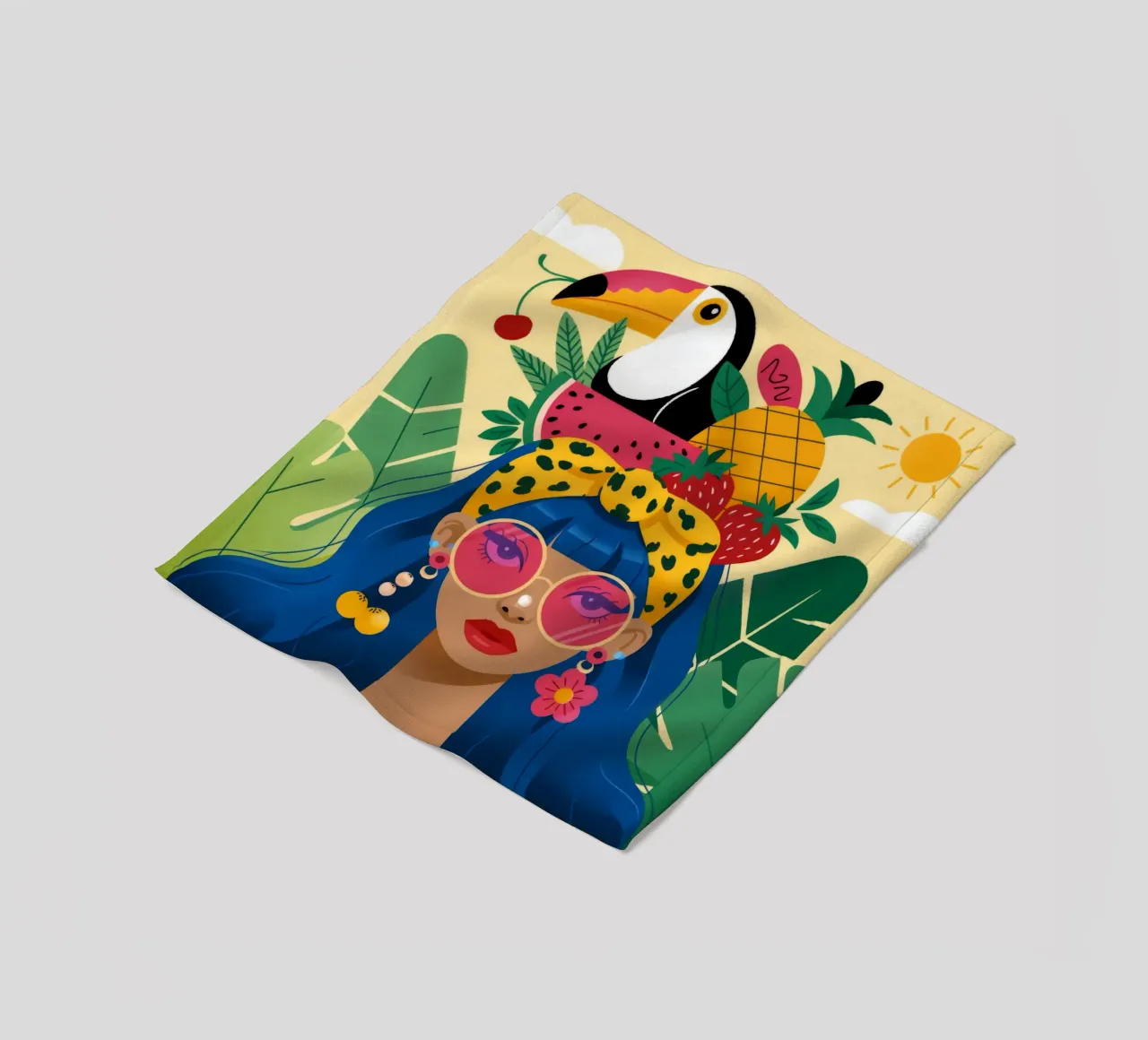 Cappello con frutta tropicale coperta in pile da Emery Kate