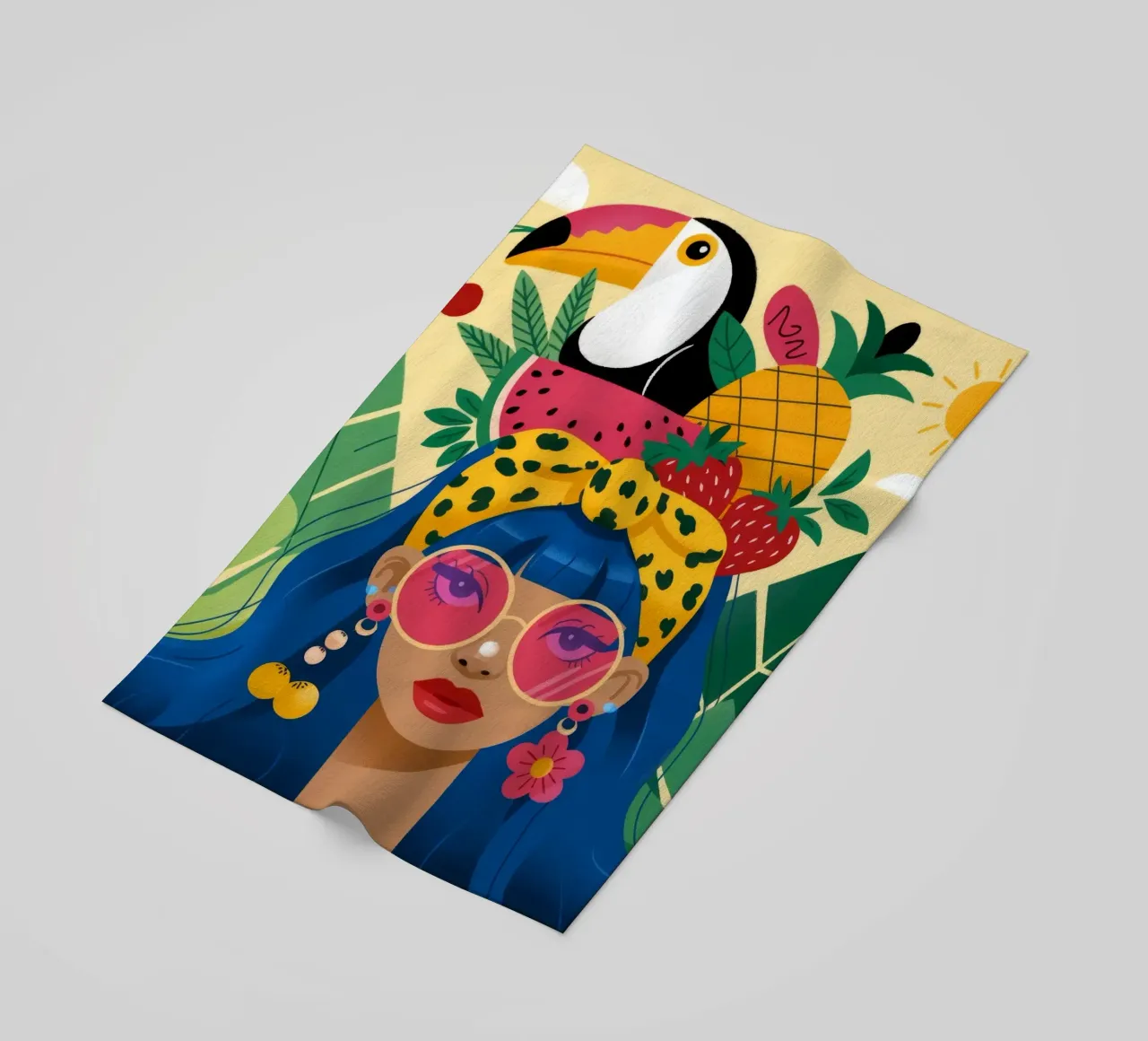Cappello con frutta tropicale telo mare da Emery Kate