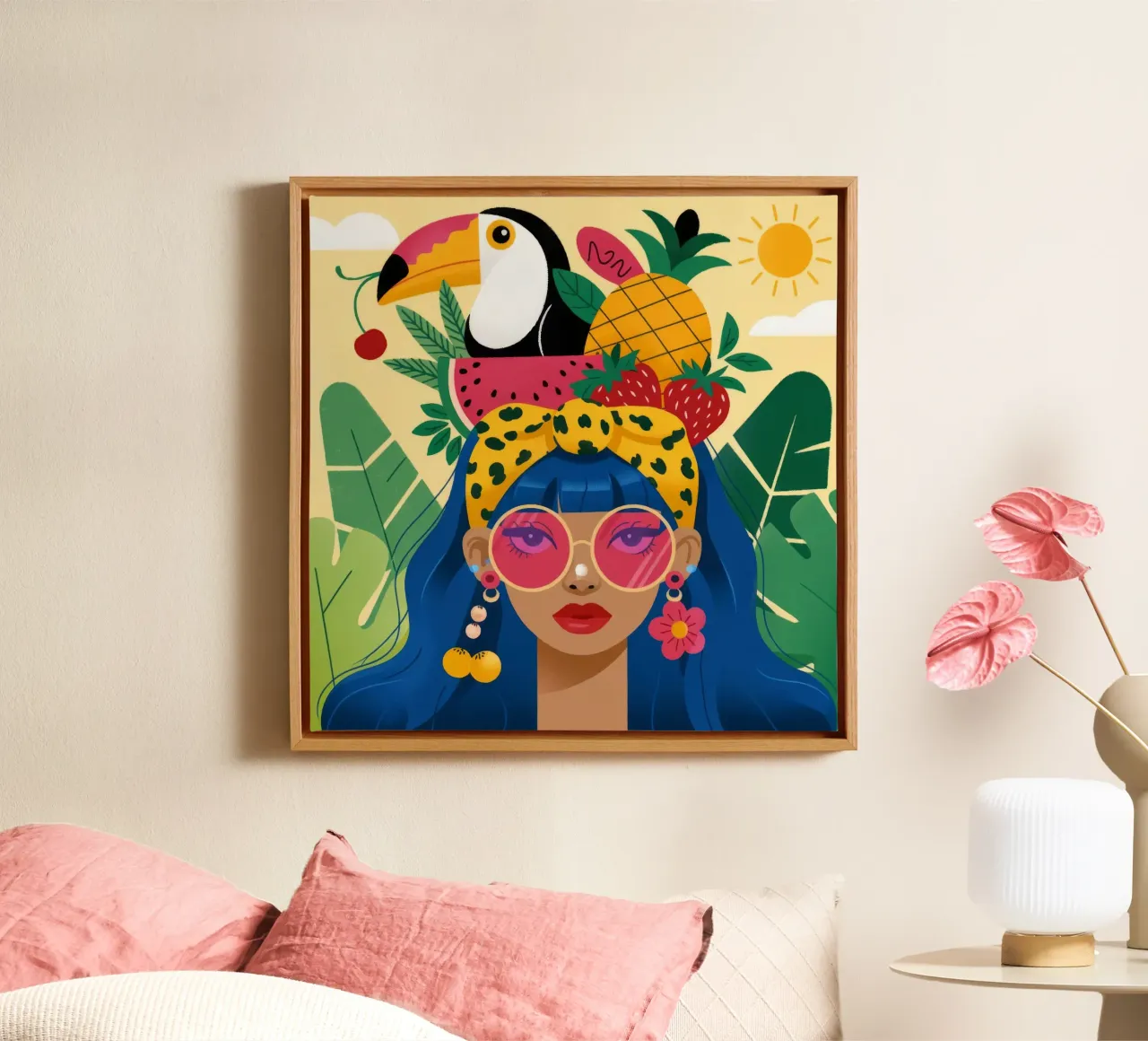 Cappello con frutta tropicale tela con Cornice a cassetta da Emery Kate