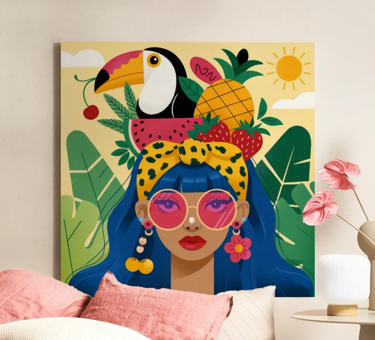 Cappello con frutta tropicale tela con Cornice a cassetta da Emery Kate