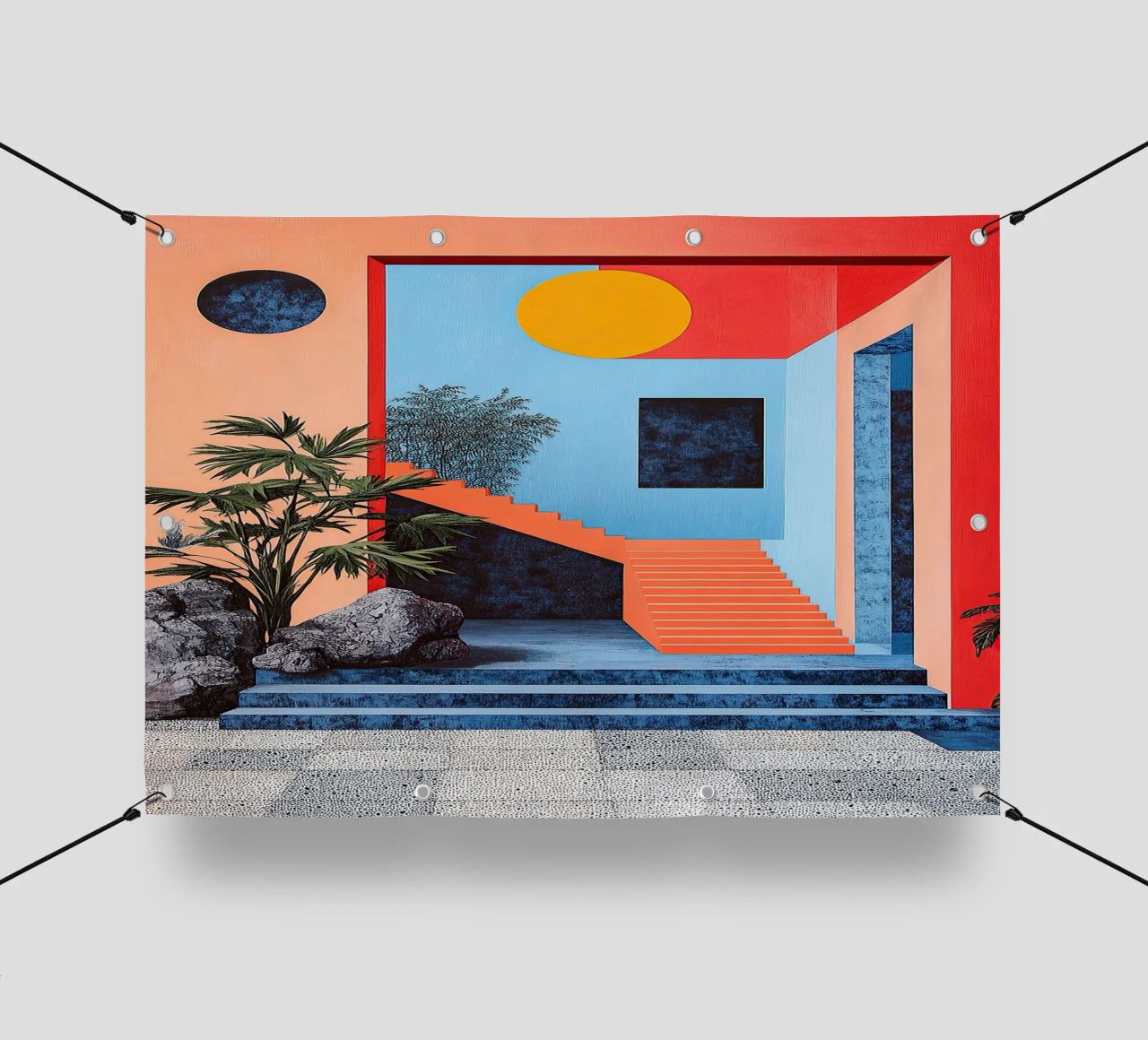 Surrealismo Architettura Design Geometria telo in pvc da Nikis Art Studio