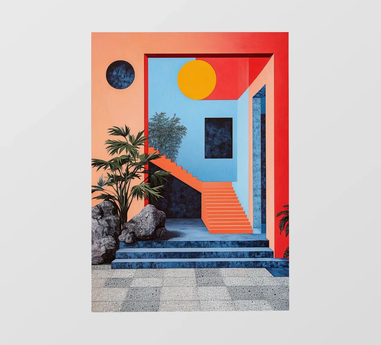 Surrealismus Architektur Design Geometrie PVC Plane von Nikis Art Studio