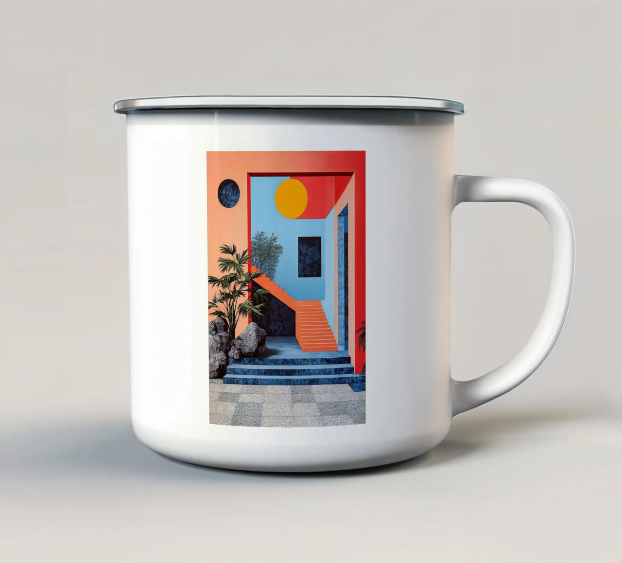 Surrealismo Architettura Design Geometria tazza in smalto da Nikis Art Studio