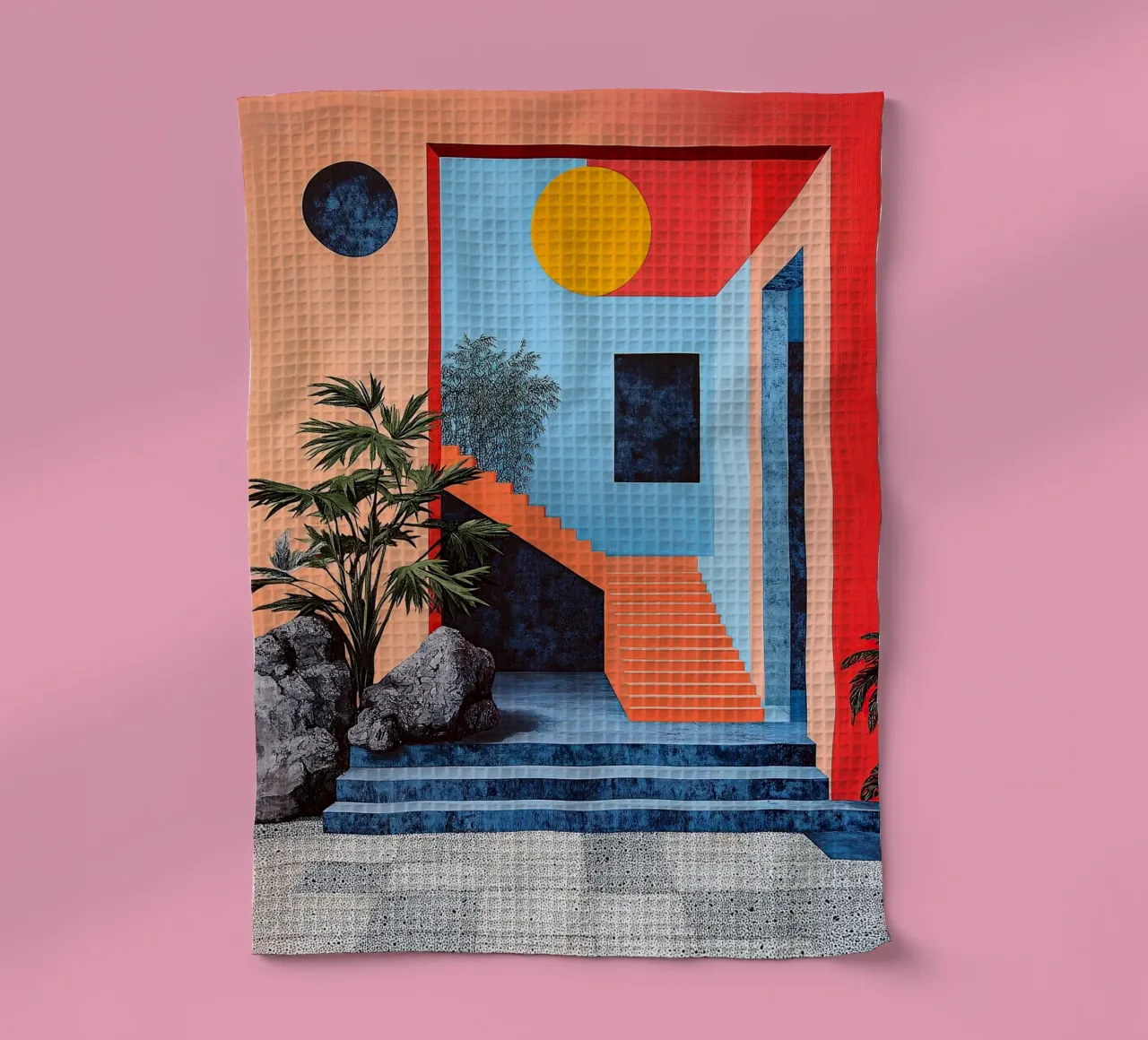 Surrealismus Architektur Design Geometrie Geschirrtuch von Nikis Art Studio