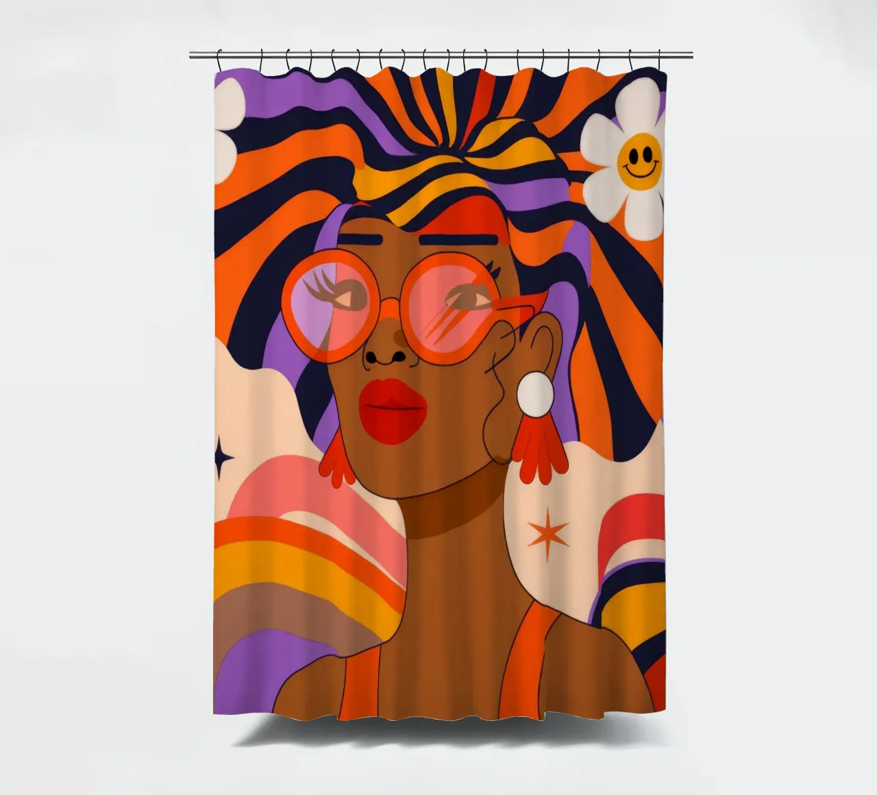 Colorful Hair Glasses shower curtain by Emery Kate