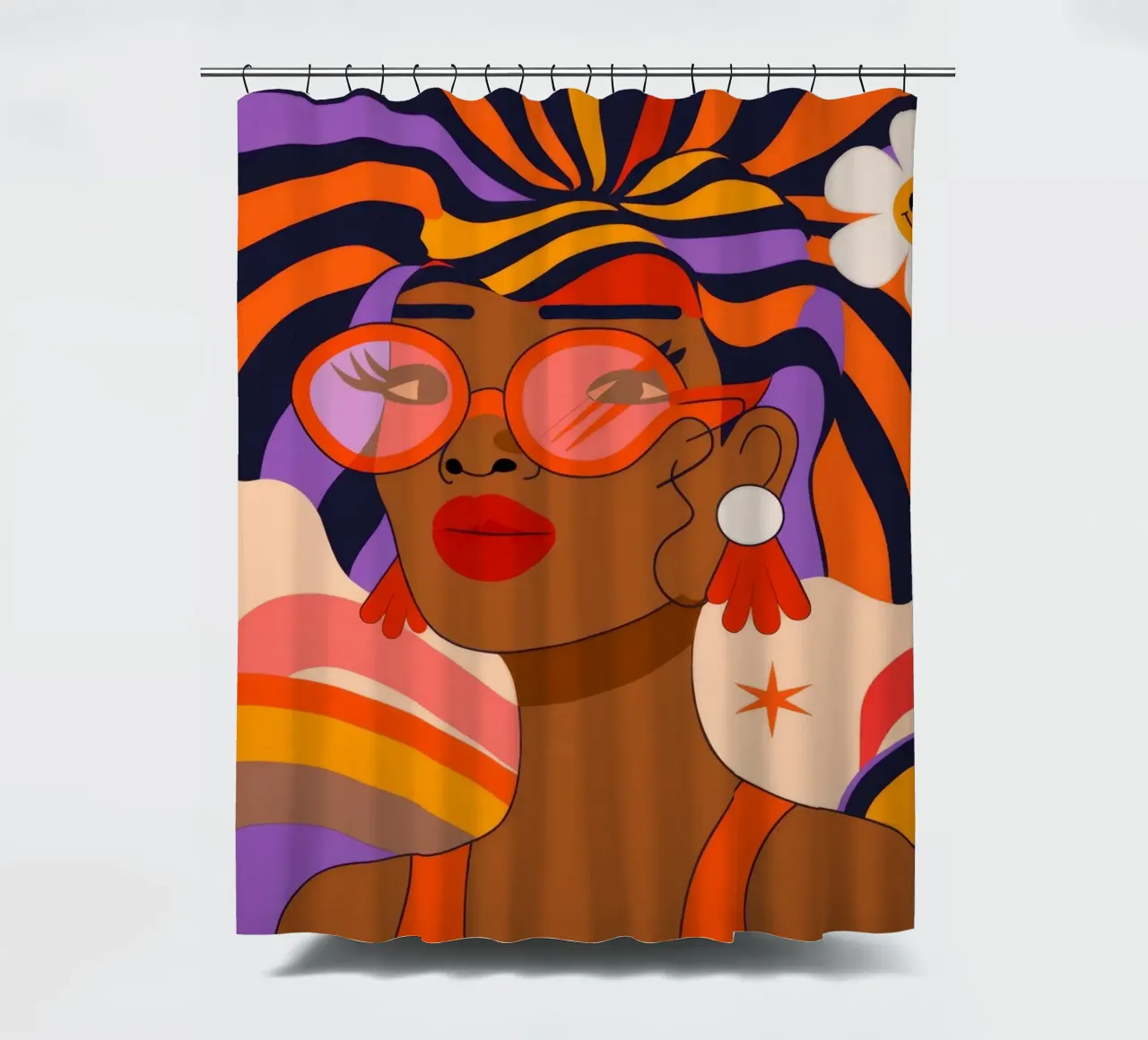 Colorful Hair Glasses shower curtain by Emery Kate