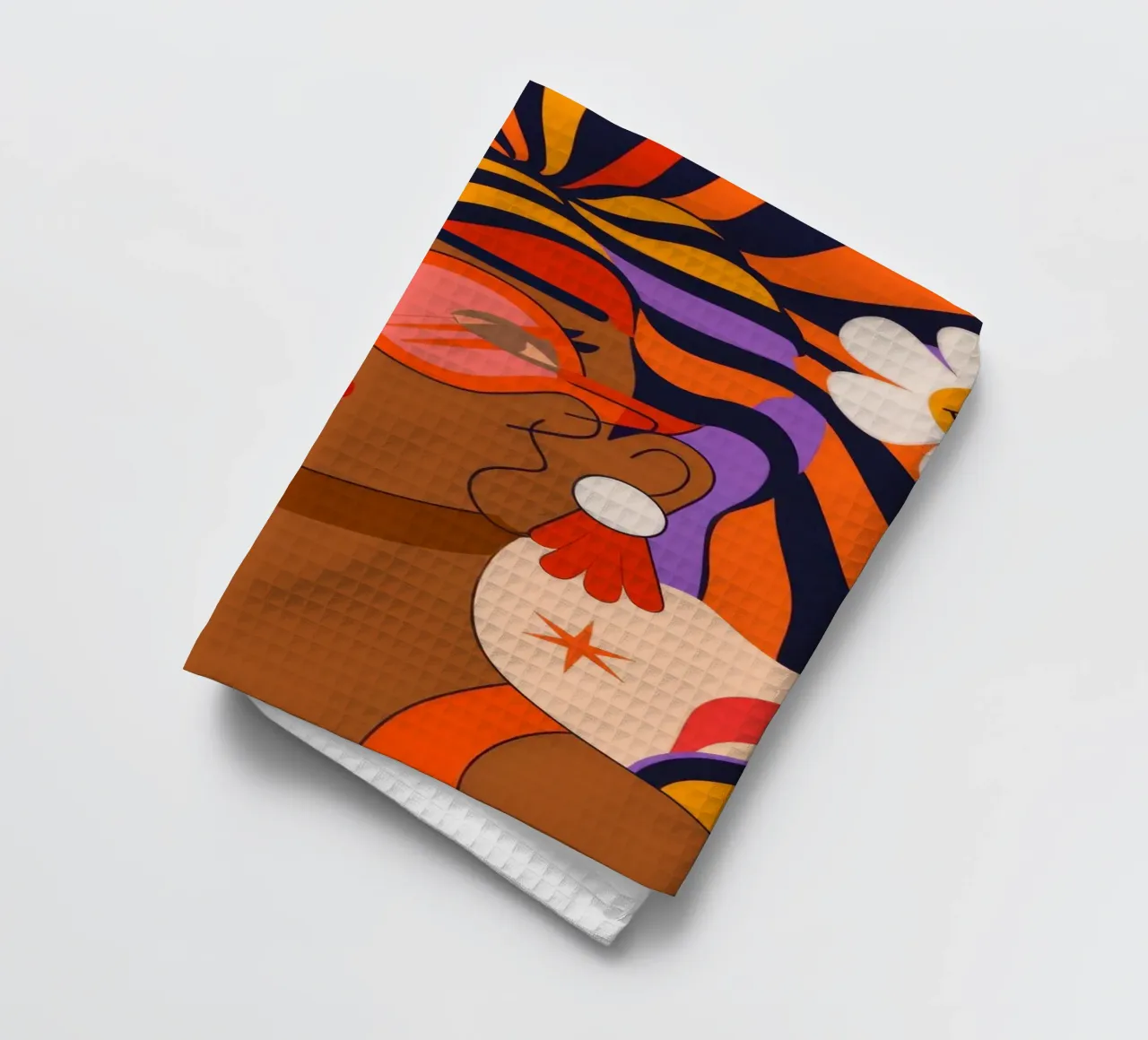 Colorful Hair Glasses tea towel by Emery Kate