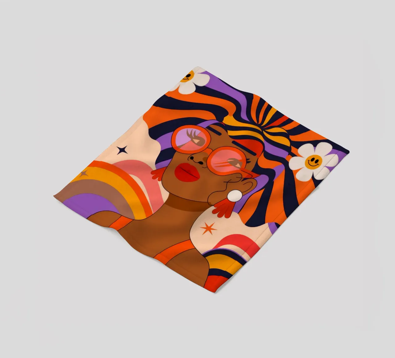Colorful Hair Glasses fleece blanket by Emery Kate