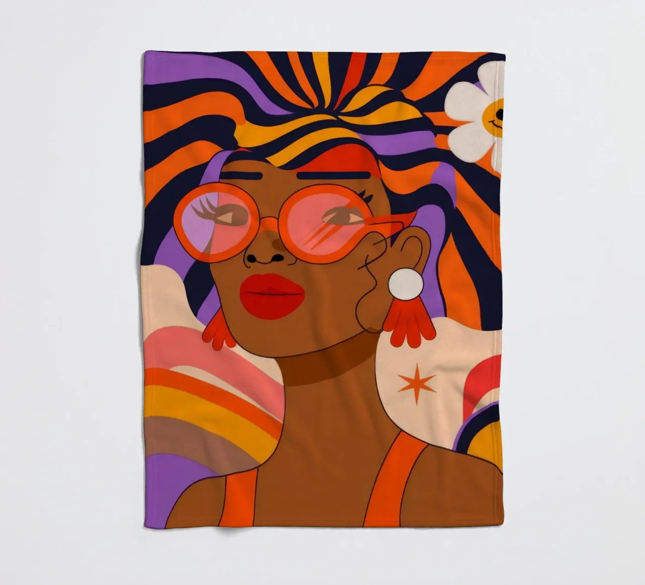 Colorful Hair Glasses fleece blanket by Emery Kate