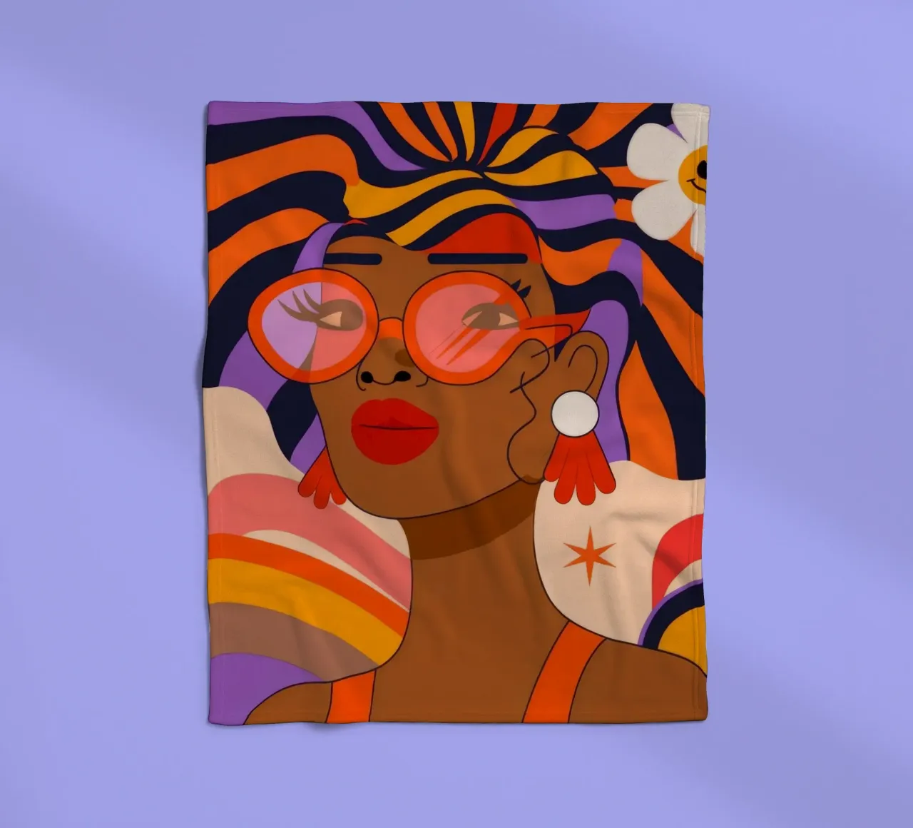 Colorful Hair Glasses fleece blanket by Emery Kate