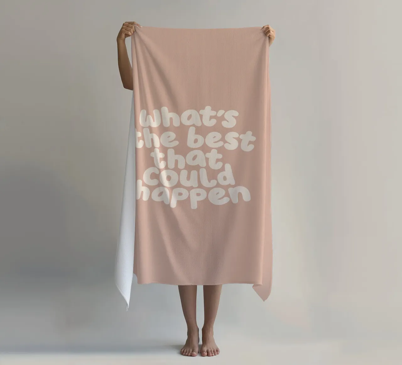 What's The Best That Could Happen Typography Print beach towel by THE MOTIVATED TYPE