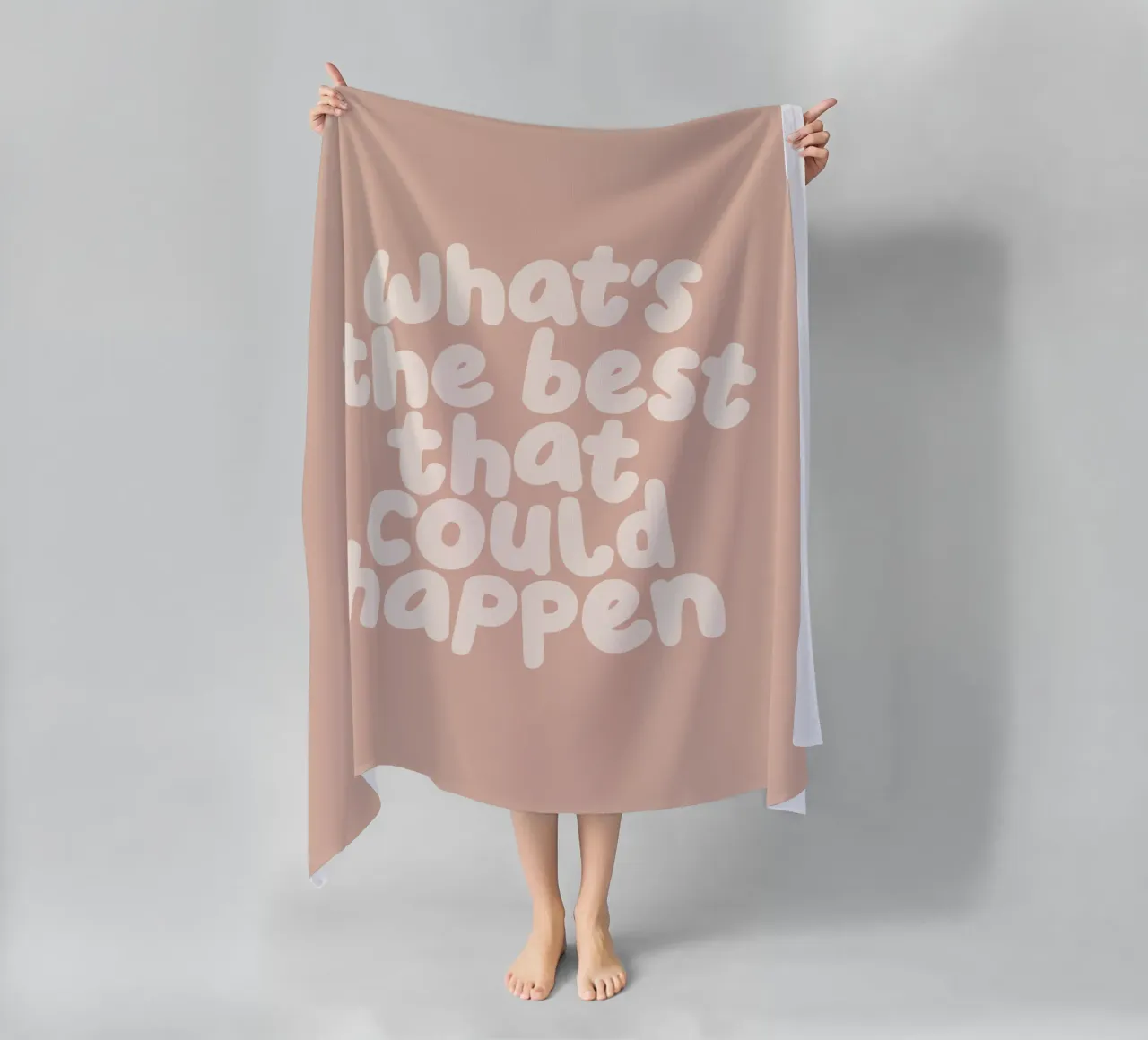 What's The Best That Could Happen Typography Print beach towel by THE MOTIVATED TYPE