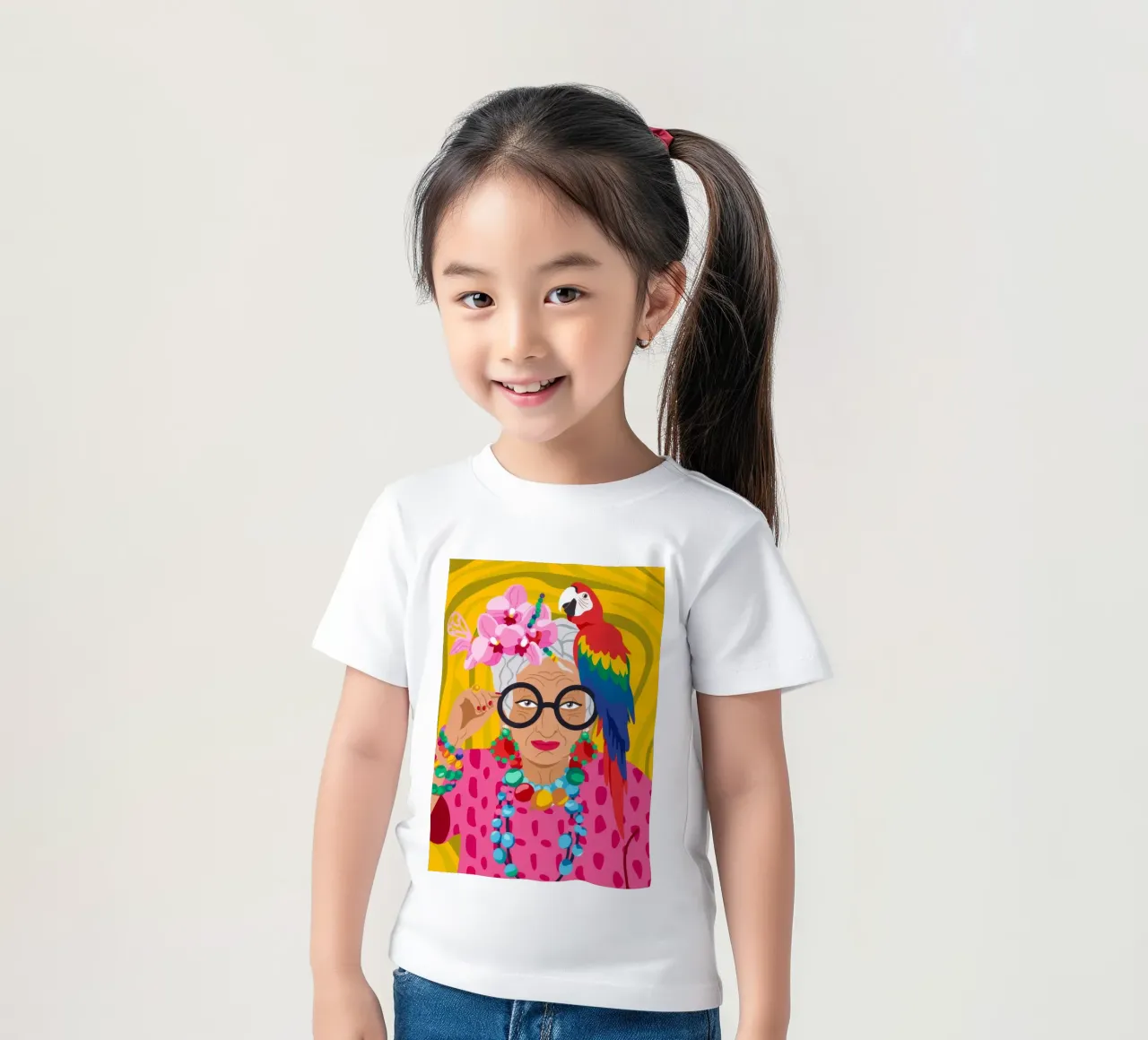 Parrot Flower Crown kids t-shirt by Emery Kate