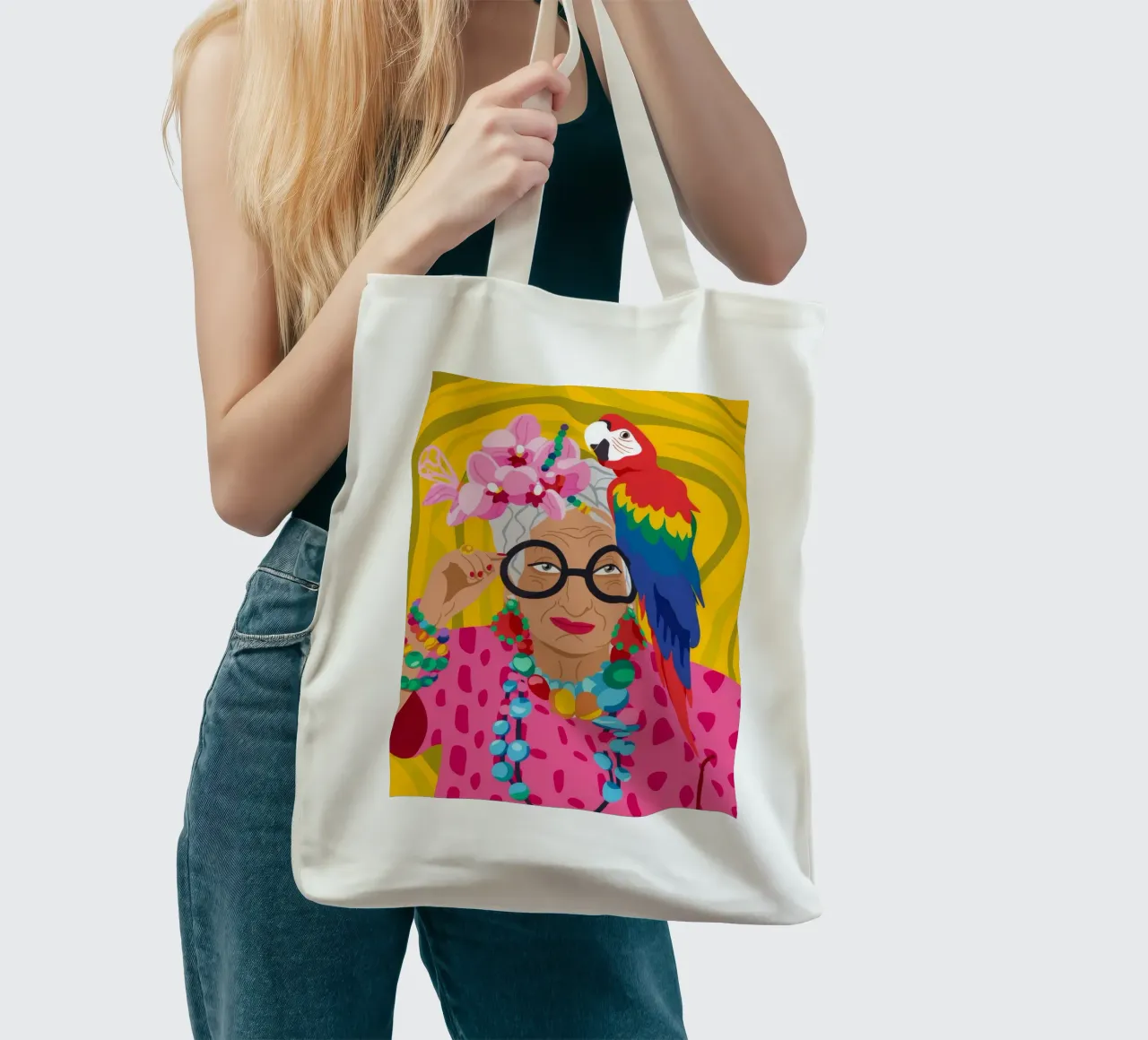 Corona di fiori di pappagallo borsa in juta da Emery Kate