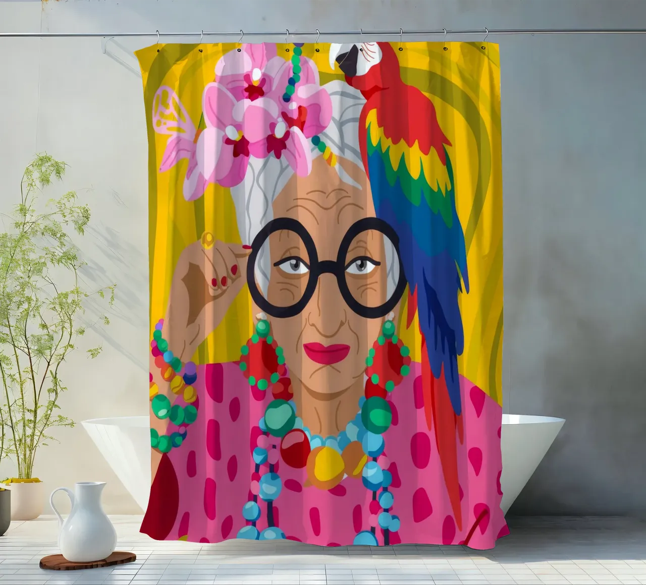 Corona di fiori di pappagallo tenda da doccia da Emery Kate