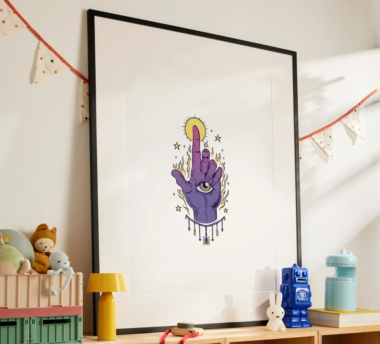 occhi della mano poster con telaio in legno da 🥝 KIWI STORE