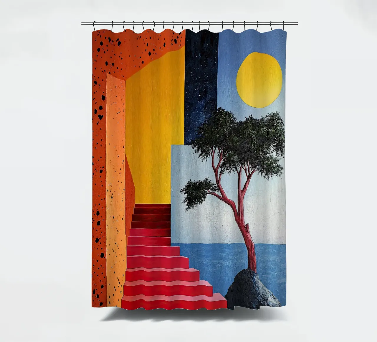 Surrealism Architecture Design Geometry shower curtain by Nikis Art Studio