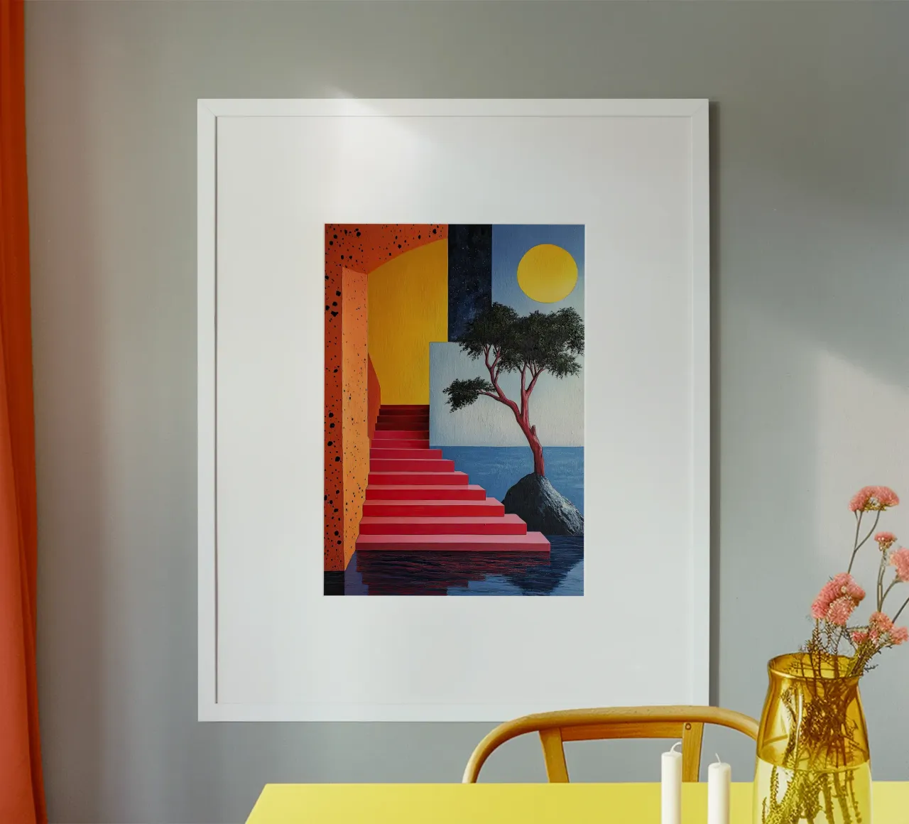 Surrealismus Architektur Design Geometrie Poster mit Kunststoffrahmen von Nikis Art Studio