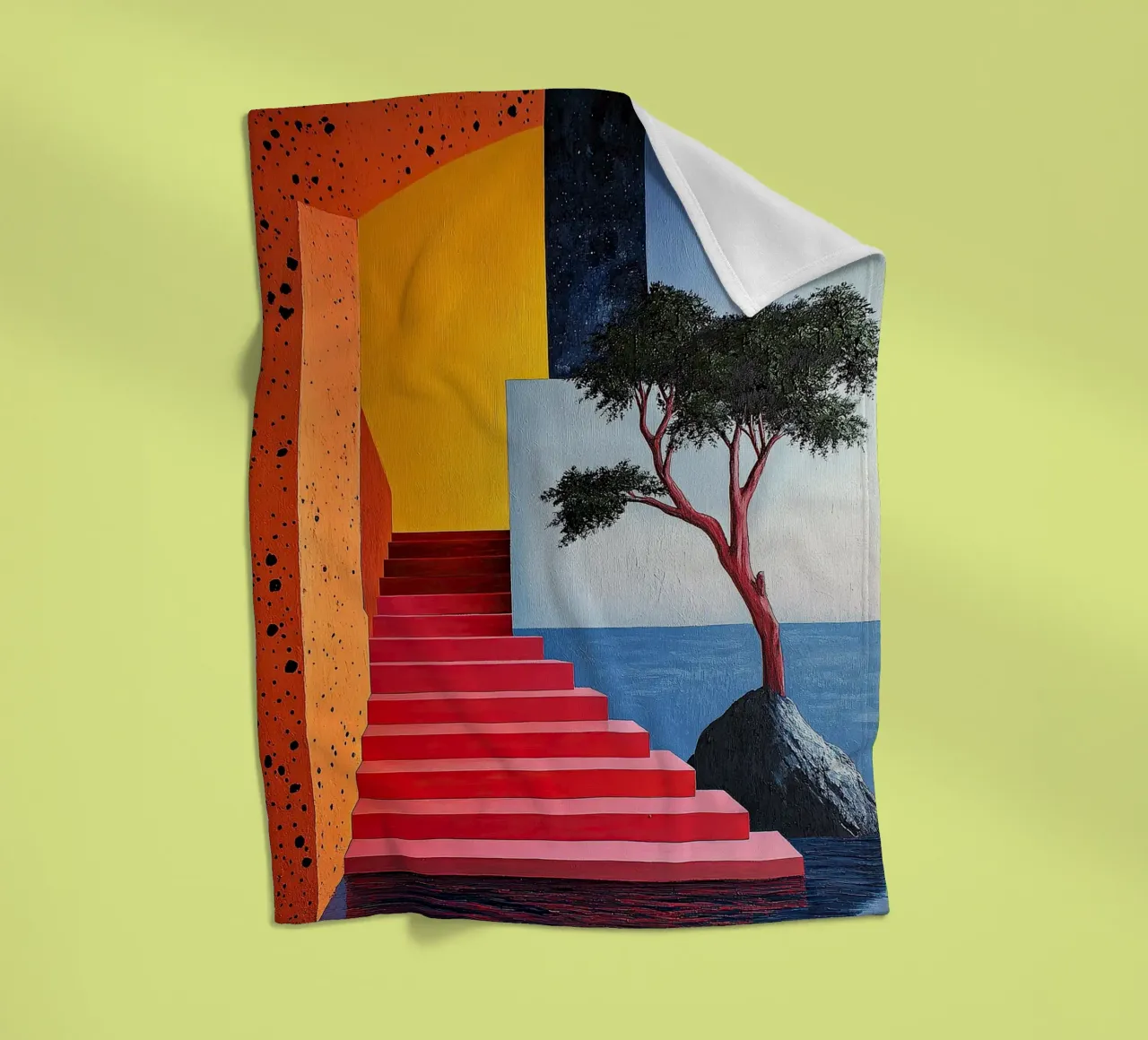 Surrealism Architecture Design Geometry fleece blanket by Nikis Art Studio