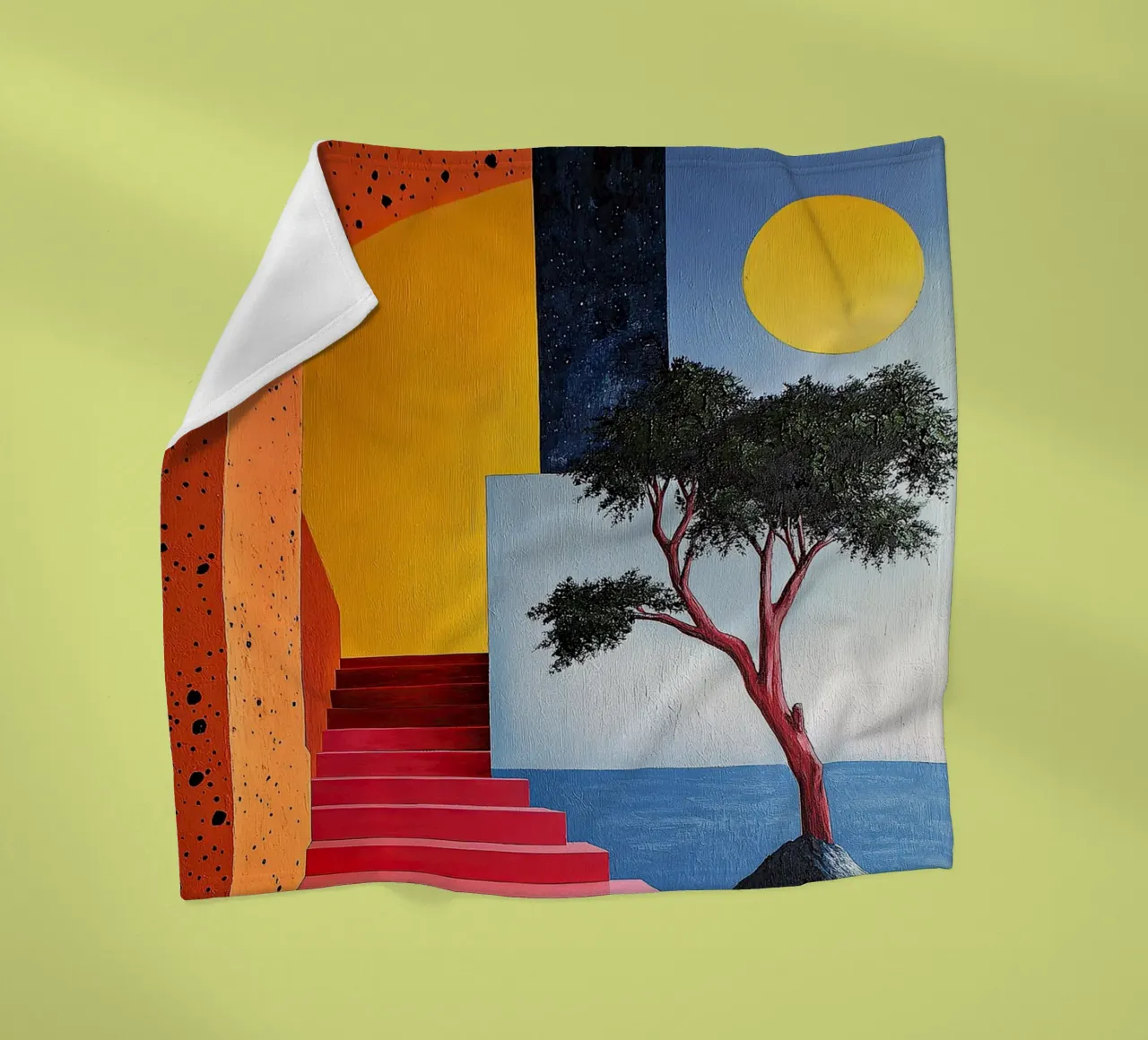 Surrealism Architecture Design Geometry fleece blanket by Nikis Art Studio