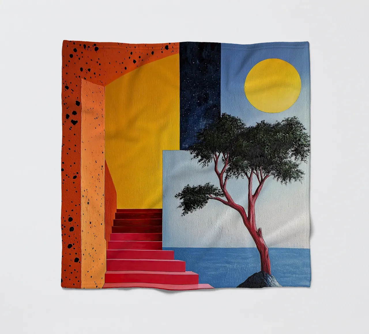 Surrealism Architecture Design Geometry fleece blanket by Nikis Art Studio