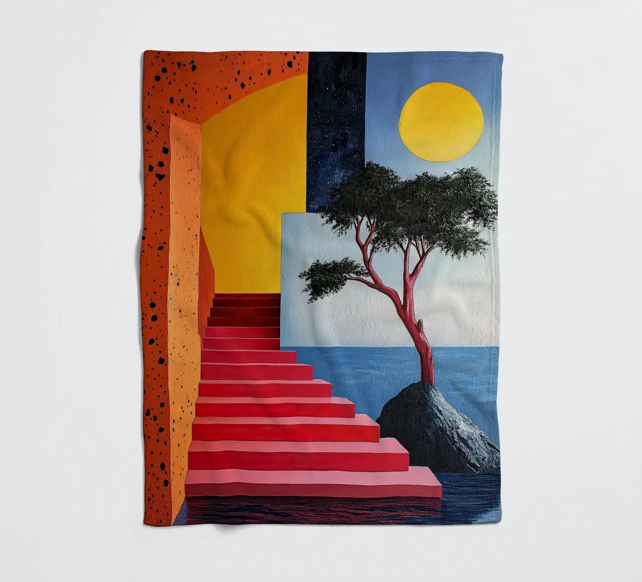 Surrealism Architecture Design Geometry fleece blanket by Nikis Art Studio