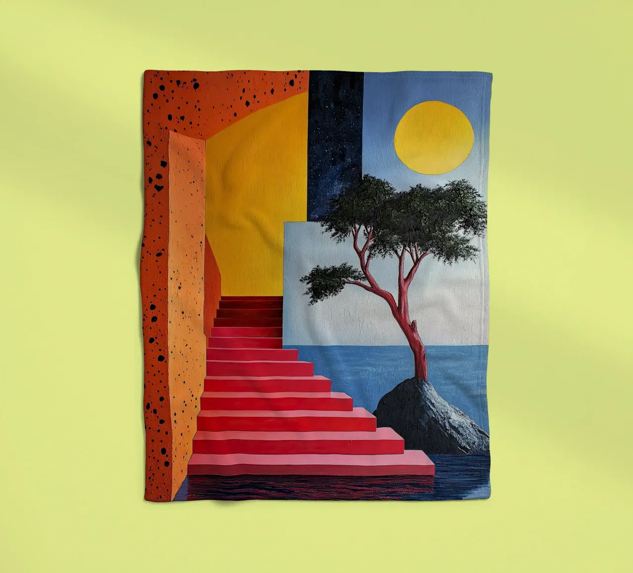 Surrealism Architecture Design Geometry fleece blanket by Nikis Art Studio
