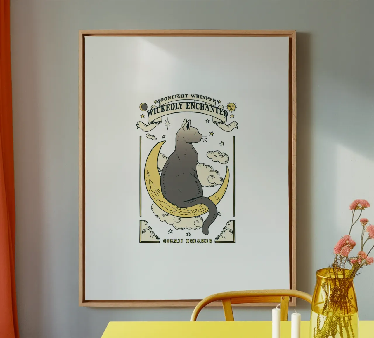 moon cat canvas with Floater frame by 🥝 KIWI STORE