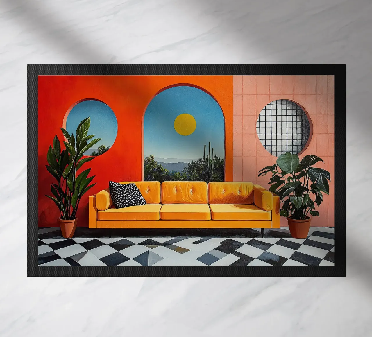Surrealism Architecture Design Geometry doormat by Nikis Art Studio