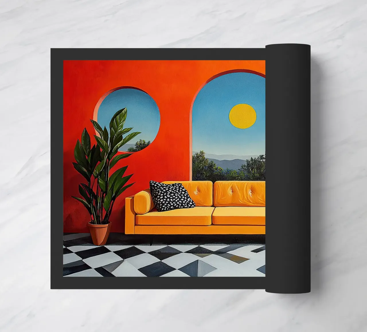 Surrealism Architecture Design Geometry doormat by Nikis Art Studio
